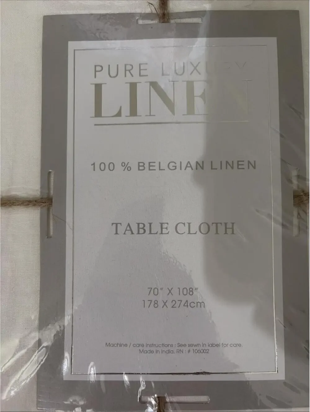 100% Belgian Linen Tablecloth Luxury White 70x108